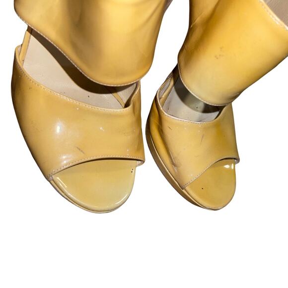 Jimmy Choo Womens Heels Yellow Patent Leather Designer Luxury Made in Italy 8.5 - Picture 6 of 7